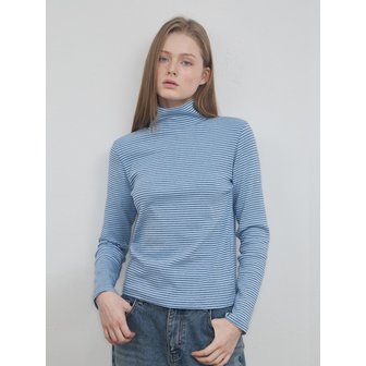아노에틱 ANC DAILY STRIPE TURTLE NECK TEE_BLUE