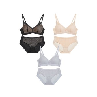 플레이텍스 노와이어 레이스 브라렛팬티 6종(브라렛3+팬티3) 택 1