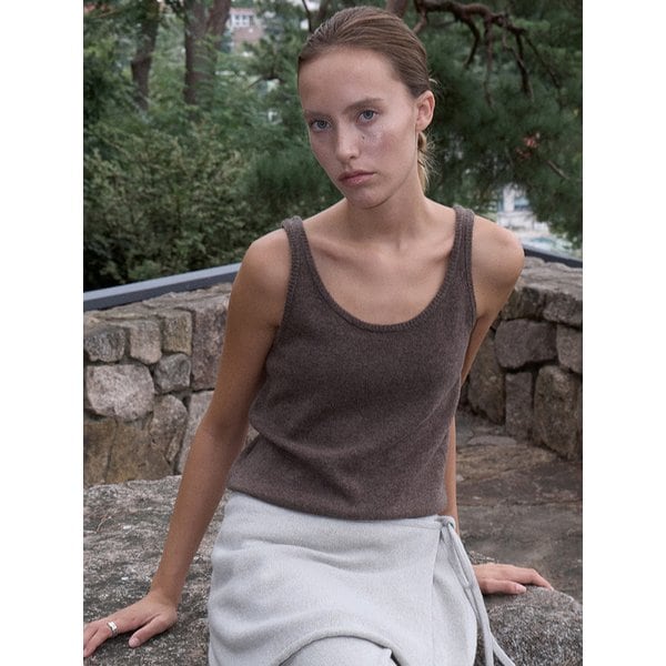 LT147 LAYERED WOOLISH KNIT VEST, BROWN