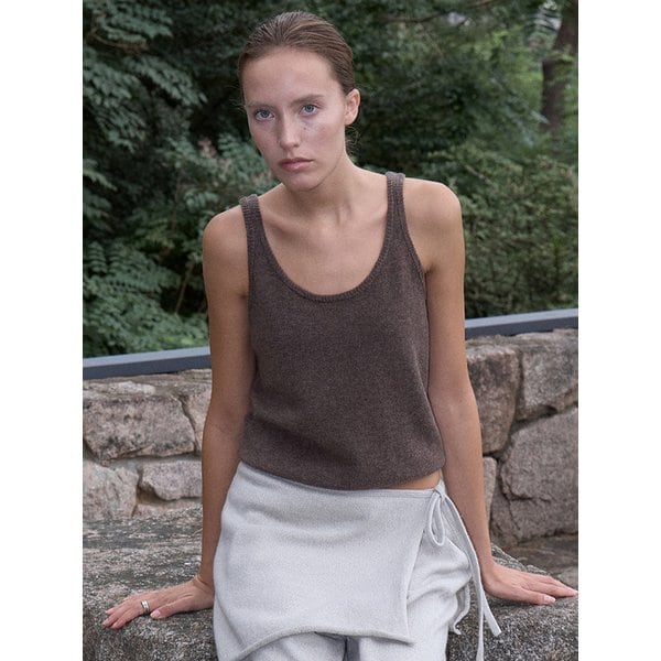 LT147 LAYERED WOOLISH KNIT VEST, BROWN