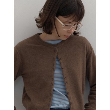 브렌다브렌든 서울 fine wool round cardigan - brown