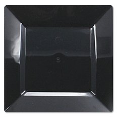 단체행사용 세미나 야외용 플라스틱 일회용 블랙 사각 접시 (대) 150p(6Px25set)