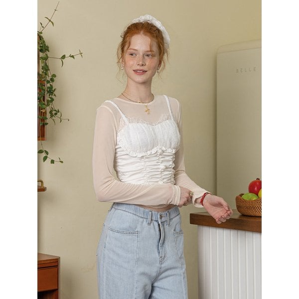 DD_Mesh cool blouse_IVORY
