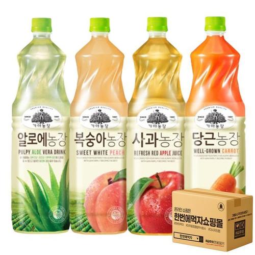 웅진 1.5L 주스 4종 혼합 각 1개씩 / 가야 알로에농장+가야 복숭아농장+가야 사과농장+가야 당근농장(1)