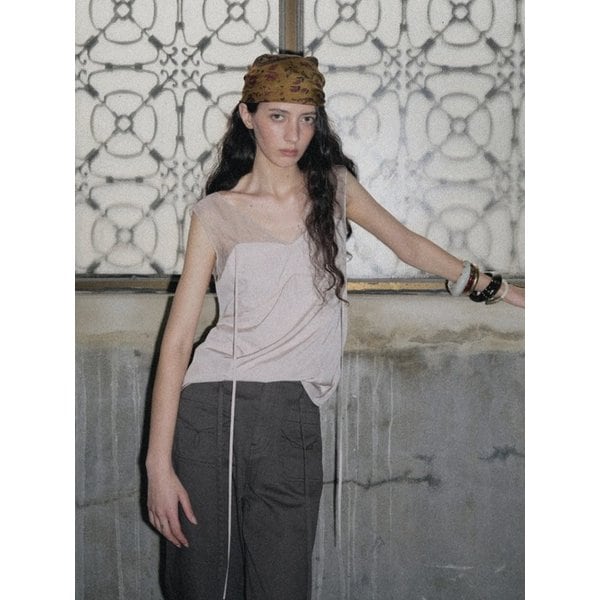 Organza Sheer Sleeveless Top, Ivory