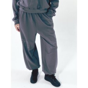 Knee Point Ribbon Jogger Pants Charcoal