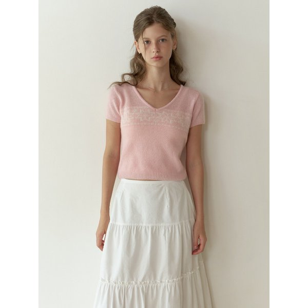 [리퍼브] Vigne half v knit (pink)