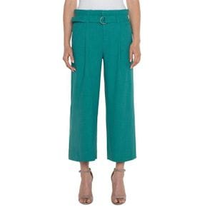 4521307 Liverpool Los Angeles Belted Mid Rise Paper Bag Wide Leg Crop Stretch Woven Trouse