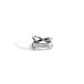 SEWN SWEN SILVER CROSS LINE SCRATCH TAG RING