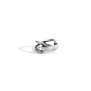 SEWN SWEN SILVER CROSS LINE SCRATCH TAG RING