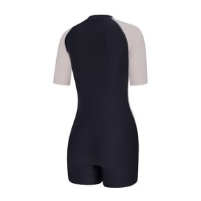 여성 일반 반팔 지퍼 3부 반신 수영복(미들링)(A3FL1LI02)BLK