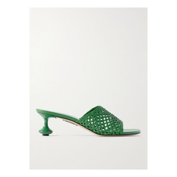 파울라 이비자 토이 우븐 가죽 뮬 그린 46376663162835506