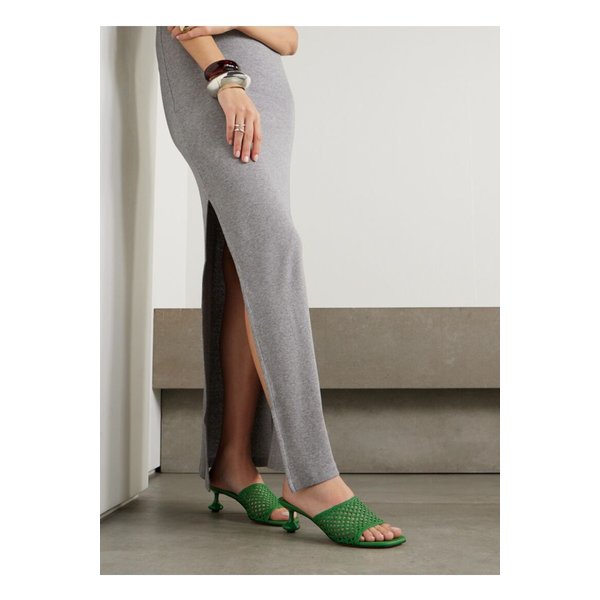 파울라 이비자 토이 우븐 가죽 뮬 그린 46376663162835506