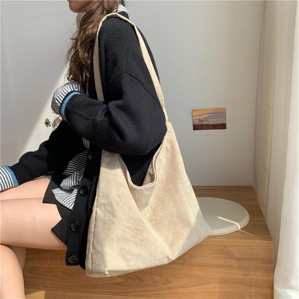 [옷자락] 여성 베이직 무지 코듀로이 매듭 캐주얼 숄더백