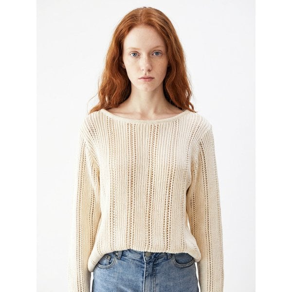 [Capsul Drop] Pure Cotton Boat neck Punching Sweater_2 Colors