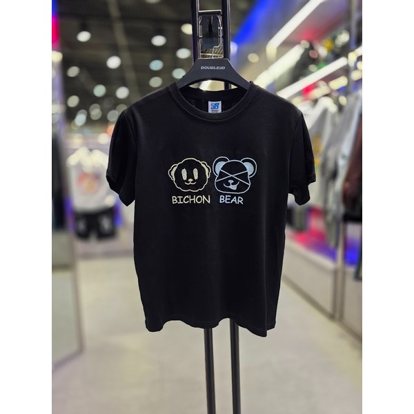 [시흥점] 26`여성용 비숑 베어 자수 세미 크롭반팔티(블랙)/JHZZ37402BK