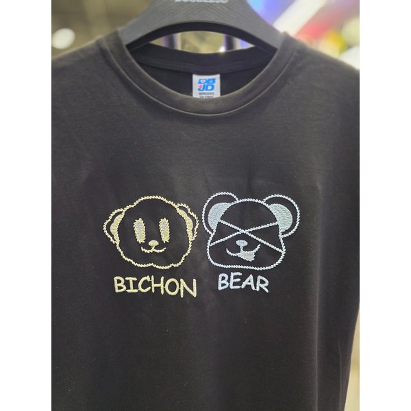 [시흥점] 26`여성용 비숑 베어 자수 세미 크롭반팔티(블랙)/JHZZ37402BK