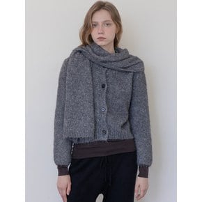 Boucle crop cardigan _ Gray