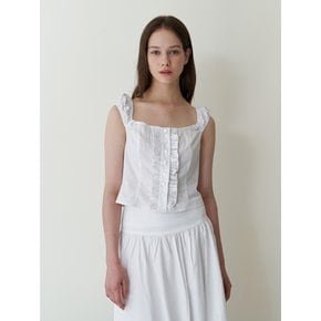 frill sleeveless blouse top - white