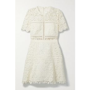 Grosgrain-trimmed Corded Lace Mini Dress 화이트