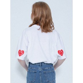 [UNISEX]엘보우 하트스마일 반팔티_화이트