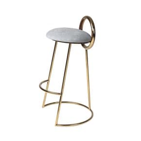 Hoop Bar Stool (gold frame)_ Light gray