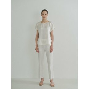 Linen Slim Boot Cut Pants_Ivory