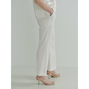 Linen Slim Boot Cut Pants_Ivory