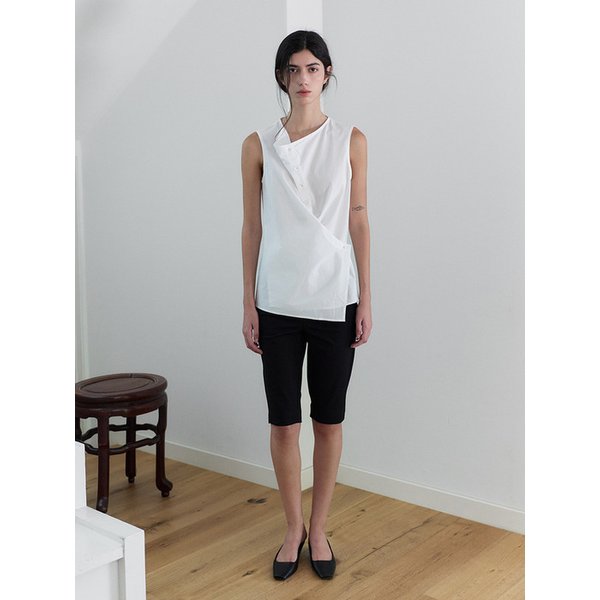 Sleeveless Wrap shirt _ white