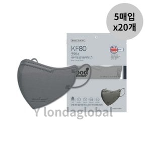 굿매너 새부리형 마스크 대형 KF80 그레이 5P 20개