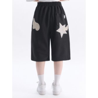 엠블러 Angel Star Patch Bermuda Pants Sweat Short Pants ASP901 (Black)