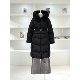 듀엘 [여주점] 여성 폭스퍼 벨티드 롱 구스다운 점퍼 (L254PSG049)