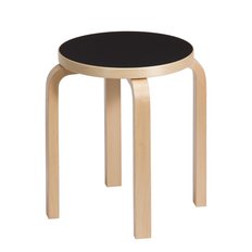 아르텍 스툴 E60 - BLACK LINOLEUM SEAT & BIRCH LEGS