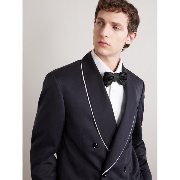 샤르베 폴카 도트 실크 보타이 46376663162965328