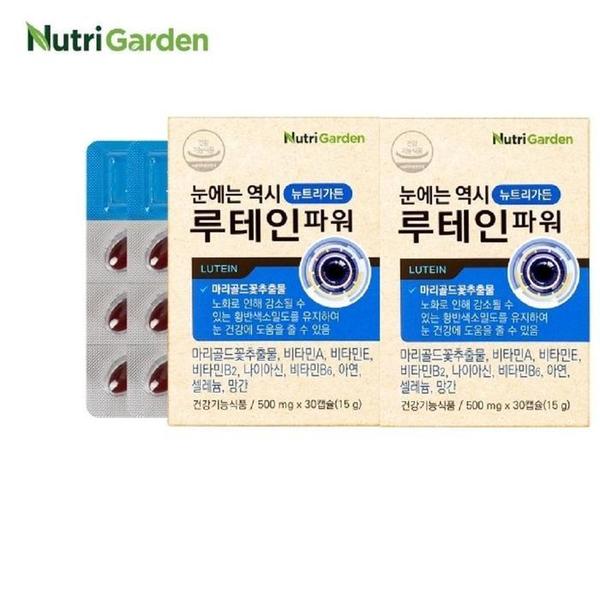 확대된 대표 뉴트리가든 루테인파워 마리골드 500mgx30캡슐 1+1총60캡슐 마리골드 비타민A E b2 b6 아연 셀레늄 망간(1)
