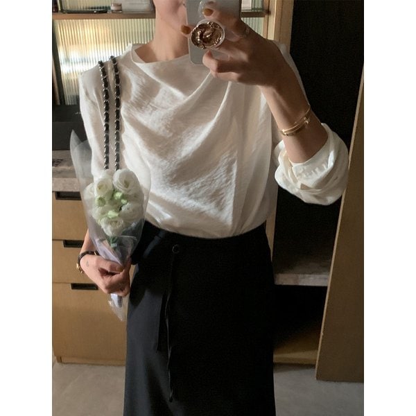 에르 드레이프 벨트블라우스_CREAM