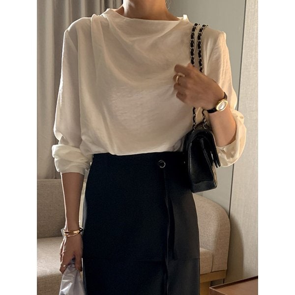 에르 드레이프 벨트블라우스_CREAM