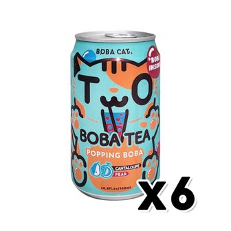  보바캣 팝핑보바 멜론&배 버블티 캔음료 320ml x 6개