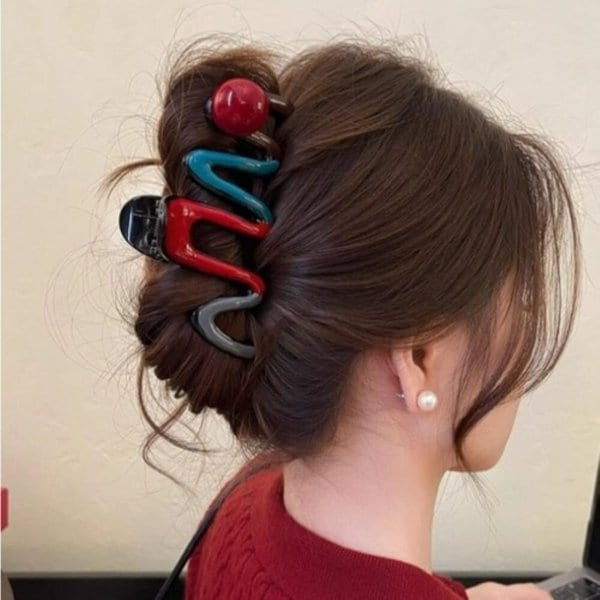 [옷자락] 여자 데일리 올림머리 빅사이즈 웨이브 집게핀