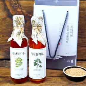 [전라도 청년]통참깨 100% 청년참기름 180ml+청년들기름 180ml 선물세트(선물박스)