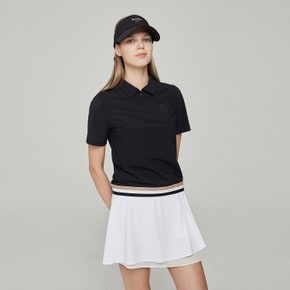 [BOSS GOLF] 여성 골프 더블B 쿼터 집업 반팔 폴로 셔츠 블랙(BIMTW226521)