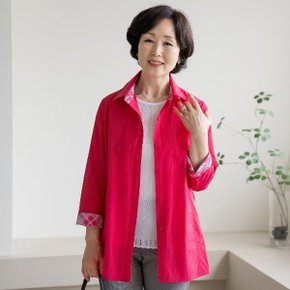 엄마옷 마담4060 체크배색롱셔츠자켓봄-YJK2404012-중년여성의류 50대...