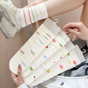미니멀 펀칭 와플 패턴 중목양말 5color 미니멀