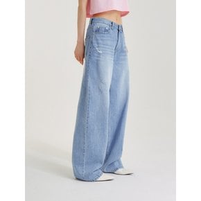 세미 와이드 캣 브러쉬 데님 팬츠 연청_SEMI WIDE CAT BRUSH DENIM PANTS LIGHT BLUE