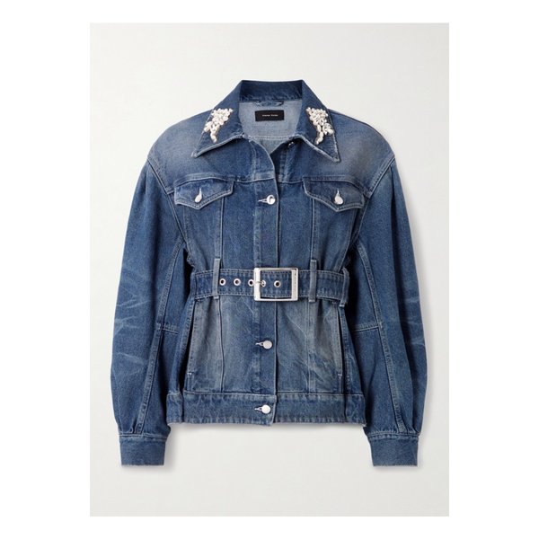 벨트 장식 데님 재킷 미드 데님 46376663162908366