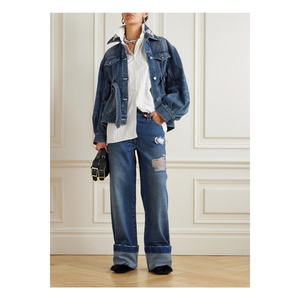 벨트 장식 데님 재킷 미드 데님 46376663162908366