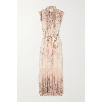 짐머만 레벨리온 타이 디테일 러플 프린트 시폰 맥시 원피스 46376663162996907