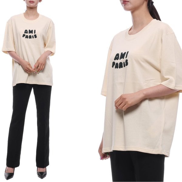 [부산점] 25SS 여성 로고 패치 박시핏 반팔티셔츠 (UTS075 726 136 W 25S)