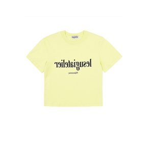 Mirror Typography Graphic Cropped T-Shirt (Yellow)