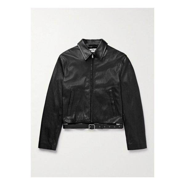 라스카리 슬림핏 벨티드 가죽 재킷 46376663162902819